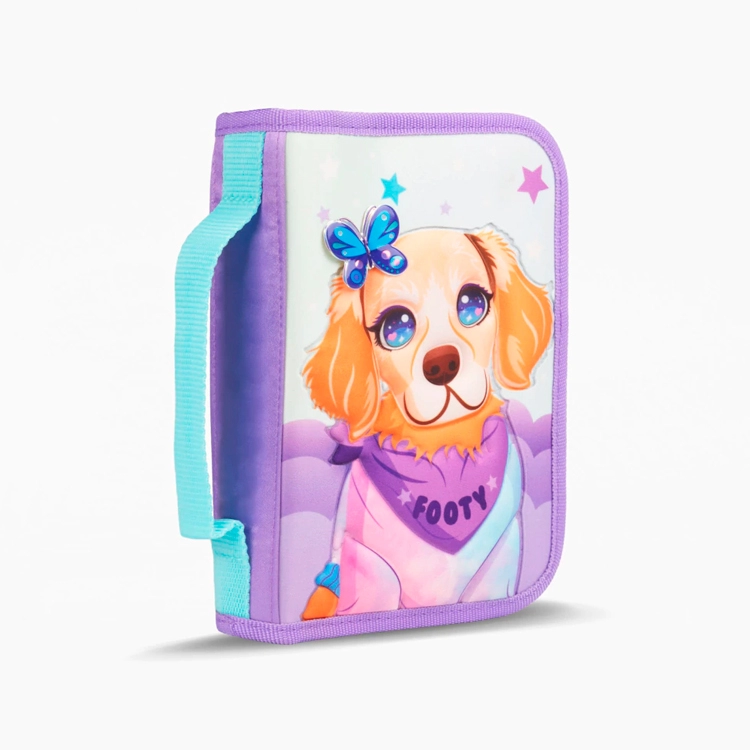 Cartuchera Escolar Footy 2026 Doggie Love Lila 1 Piso Art.F264024